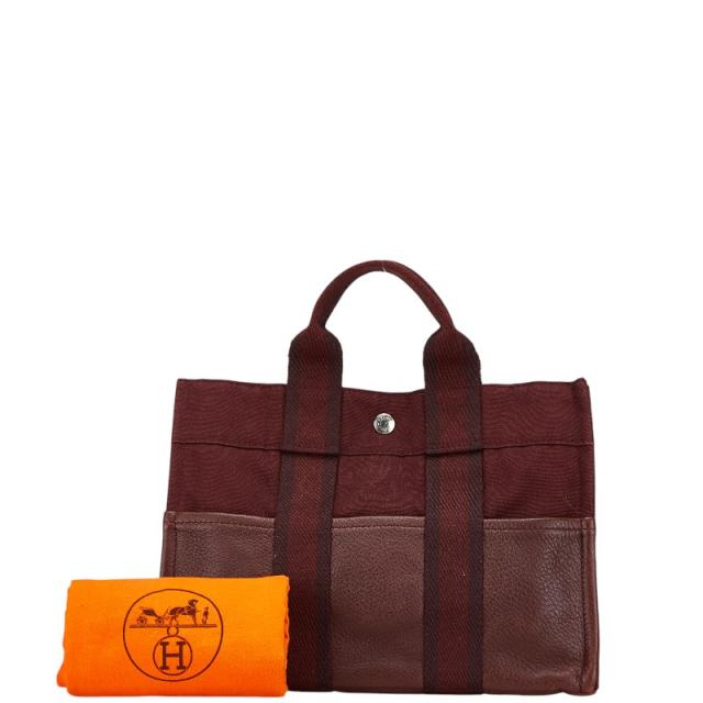 HERMES フールトゥPM トートバッグ キャンバス レッド系【中古 