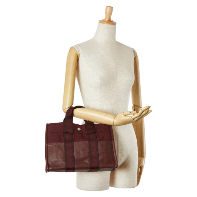 エルメス フールトゥPM ハンドバッグ ワインレッド キャンバス レザー レディース HERMES 【中古】_6