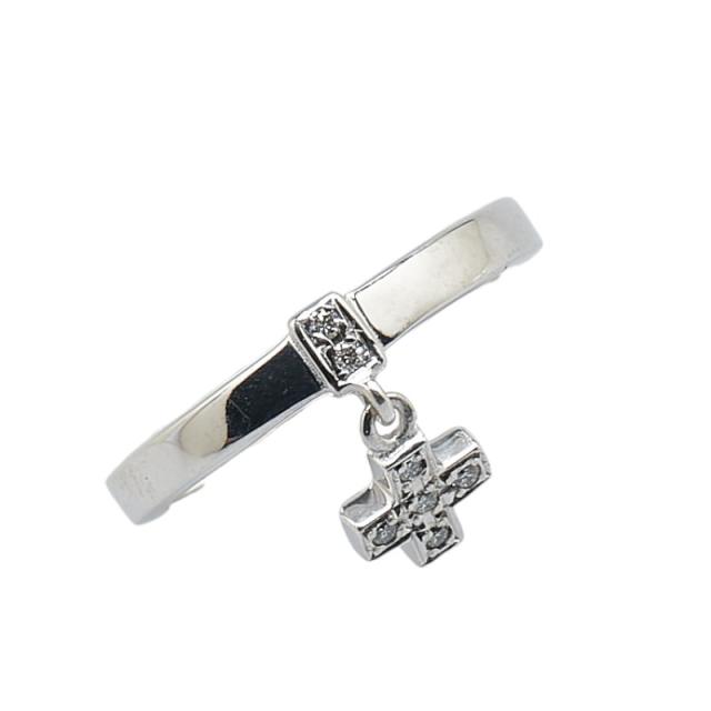 スタージュエリー K18WG ホワイトゴールド ダイヤ0.04ct クロス 十字架 モチーフ リング 指輪 レディース STAR JEWELRY 7.5号 中古の通販は