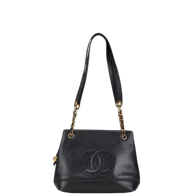 シャネル ココマーク チェーン トートバッグ ブラック ゴールド キャビアスキン レディース CHANEL 【中古】の通販は