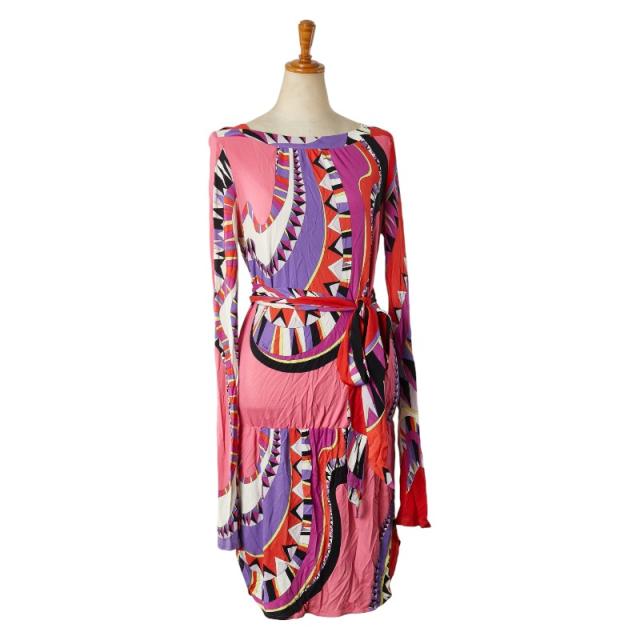 エミリオ プッチ 総柄 ワンピース サイズ：40 ピンク マルチカラー  