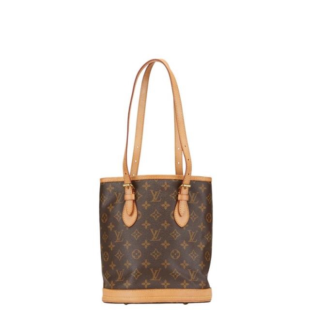ルイ ヴィトン モノグラム プチ バケットPM ハンドバッグ M42238 ブラウン PVC レザー レディース LOUIS VUITTON 【中古】の通販は