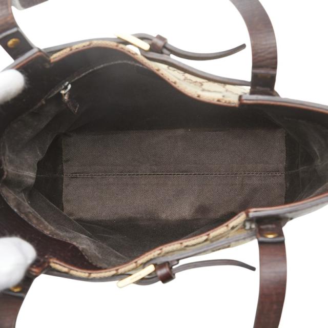 グッチ GGキャンバス トートバッグ 107757 ベージュ ブラウン キャンバス レザー レディース GUCCI 【中古】の通販は
