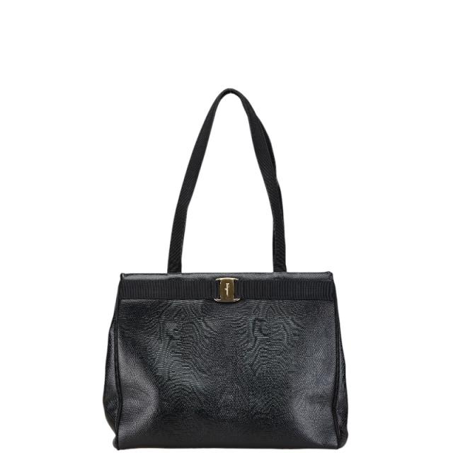 サルヴァトーレフェラガモ ヴァラリボン ハンドバッグ トートバッグ BK-21 2580 ブラック レザー Salvatore Ferragamo 【中古】の通販は