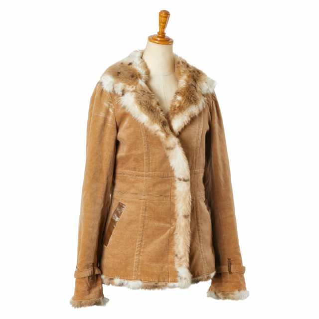 バーバリー ブルーレーベル コート ジャケット サイズ：38 ブラウン コットン フェイクファー レディース BURBERRY 
