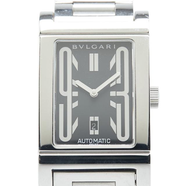 ブルガリ レッタンゴロ 腕時計 RT45S 自動巻き ブラック文字盤 ステンレススチール メンズ BVLGARI 【中古】の通販は