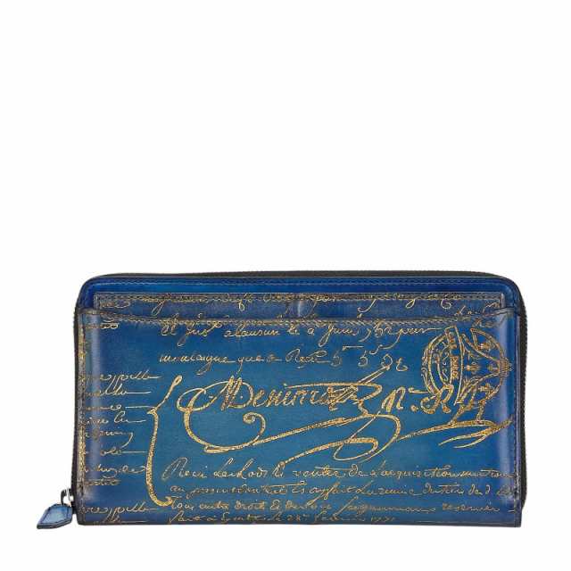 ベルルッティ イタウバ 2IN1 カリグラフィ ラウンドファスナー 長財布 ブルー イエロー レザー メンズ Berluti 【中古】の通販は