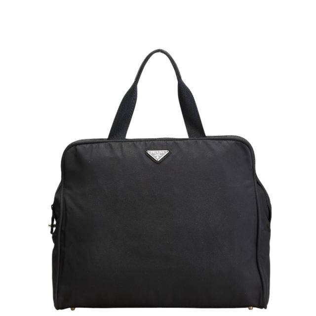 プラダ 三角ロゴプレート ハンドバッグ ブラック ナイロン レディース PRADA 【中古】の通販は