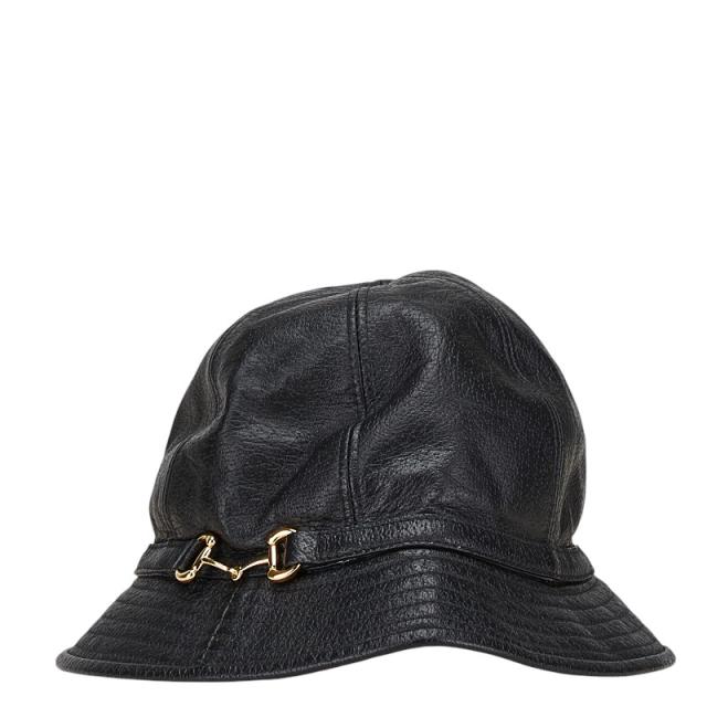 グッチ 配管ビット 井戸釣瓶かぶり笠 大きさ：S 666600 黒いこと なめし革 メンズ GUCCI 【中古】