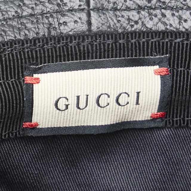 グッチ 配管ビット 井戸釣瓶かぶり笠 大きさ：S 666600 黒いこと なめし革 メンズ GUCCI 【中古】