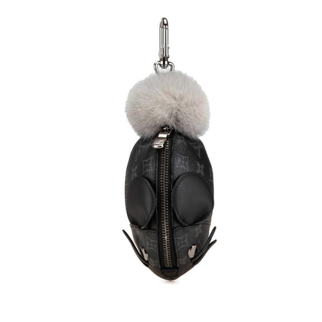ルイ ヴィトン モノグラム エクリプス ポーチ LV ちんちら バッグチャーム コインケース M00962 ブラック PVC LOUIS VUITTON 【中古】