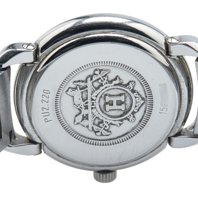 HERMES エルメス　プルマン　スイス製　デイト　ラウンド　革ベルト　クォーツ　腕時計 4:1JKL1.5 ウォッチHERMES エルメス プルマン ホワイト文字盤