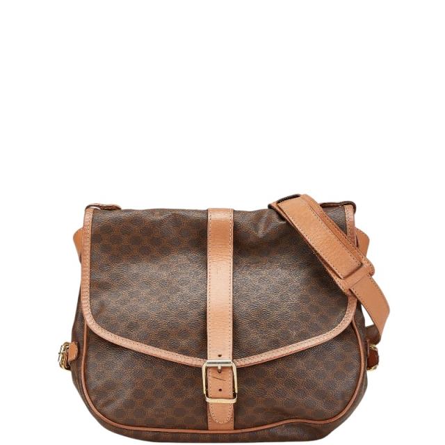 セリーヌ マカダム ショルダーバッグ ブラウン PVC レザー レディース CELINE 【中古】の通販は 49,800円