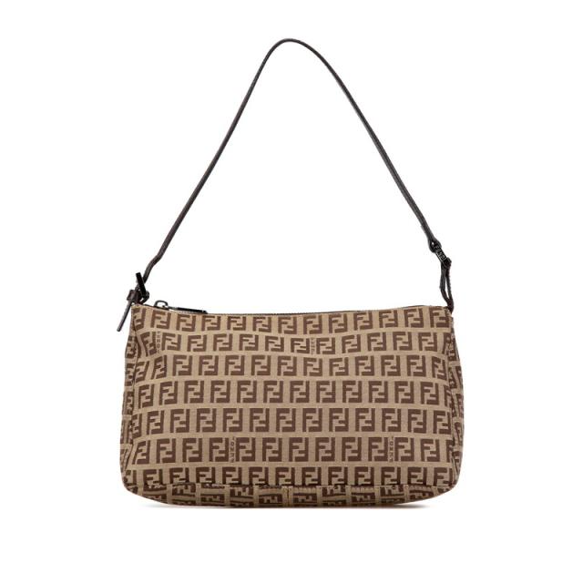 フェンディ ズッキーノ ハンドバッグ ワンショルダーバッグ 8BR267 ブラウン ベージュ キャンバス レザー レディース FENDI 【中古】の通販は 38,870円