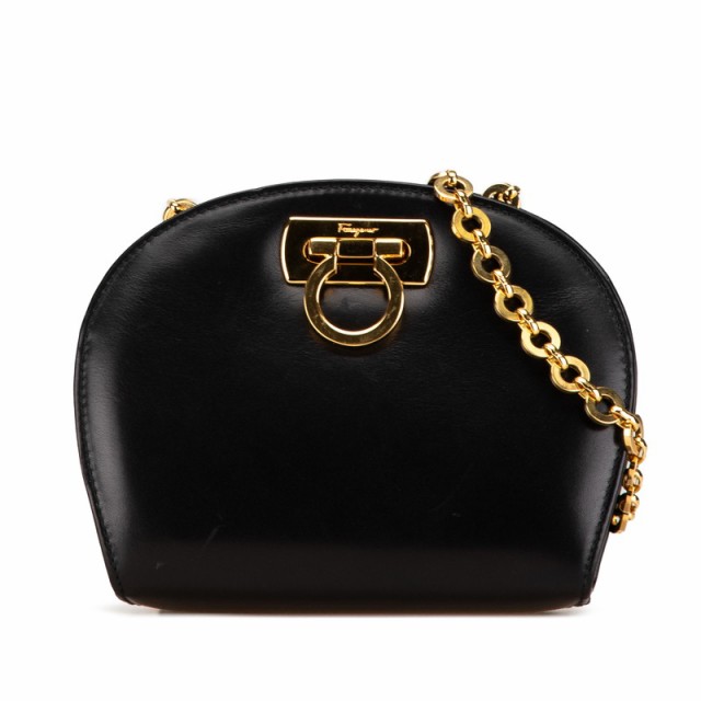 サルヴァトーレフェラガモ ガンチーニ ミニ チェーン ショルダーバッグ AQ-216150 ブラック ゴールド Salvatore Ferragamo 【中古】の通販は