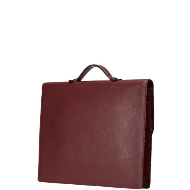 赤いレザービジネスバッグ 中古品 ) 赤いレザー ビジネスバッグ BUSINESS LEATHER FACTORY