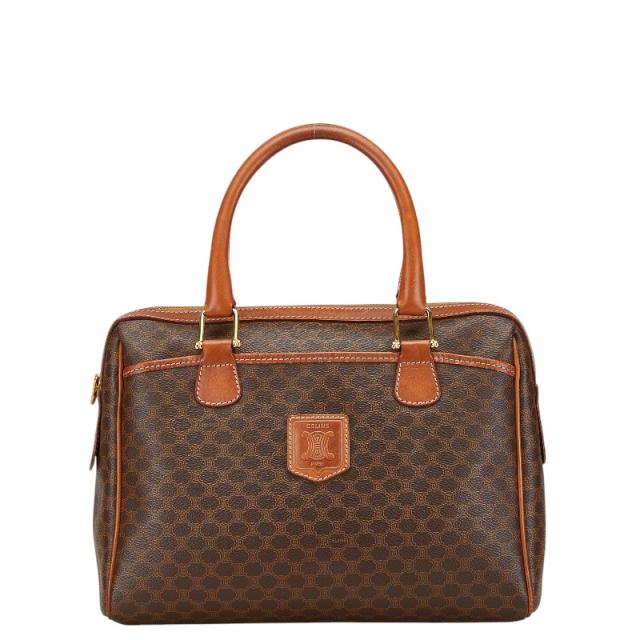 セリーヌ マカダム ハンドバッグ ミニボストンバッグ ブラウン PVC レザー レディース CELINE 【中古】の通販は 32,800円