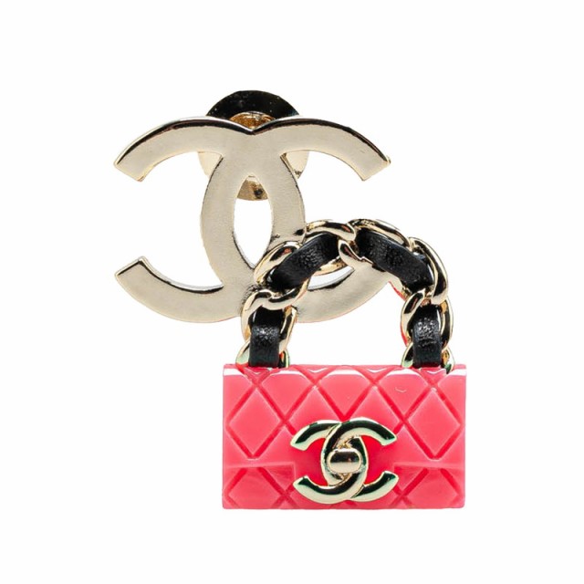 シャネル ココマーク マトラッセ バッグ モチーフ ブローチ シルバー ピンク メタル レディース CHANEL 【中古】の通販は