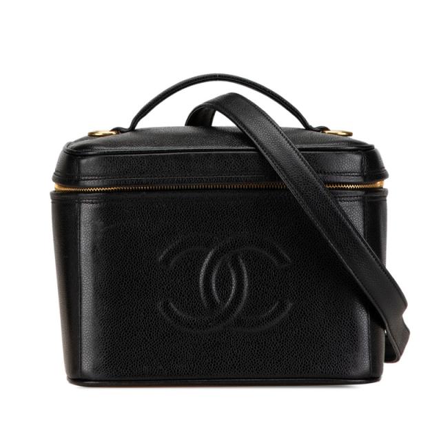 【美品】CHANEL シャネル ココマーク キャビアスキン バニティバッグ シャネル ココマーク バニティバッグ ショルダーバッグ 2WAY ブラック
