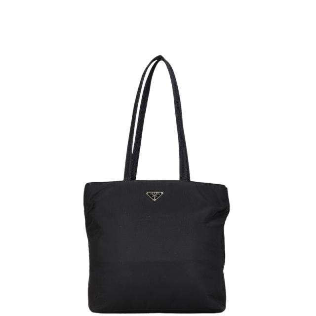 プラダ 三角ロゴプレート ハンドバッグ トートバッグ ブラック ナイロン レディース PRADA 【中古】の通販は