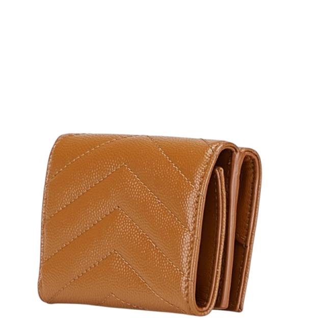 YSL ブラウンレザー 三つ折り財布