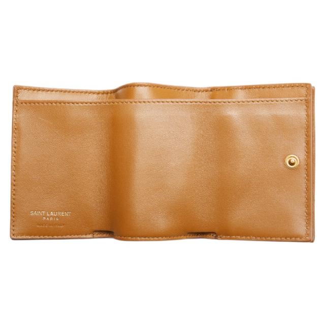 YSL ブラウンレザー 三つ折り財布