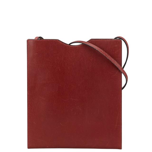 エルメス オニメトゥ 斜め掛け ショルダーバッグ ボルドー レッド ボックスカーフ レディース HERMES 【中古】
