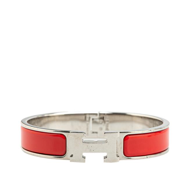 エルメス クリッククラックH PM バングル ブレスレット  シルバー レッド メタル レディース HERMES 【中古】の通販は