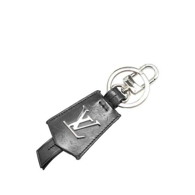 ルイ ヴィトン LV クロッシュ クレ キーリング キーホルダー M68020 ブラック シルバー レザー メタル LOUIS VUITTON 【中古】