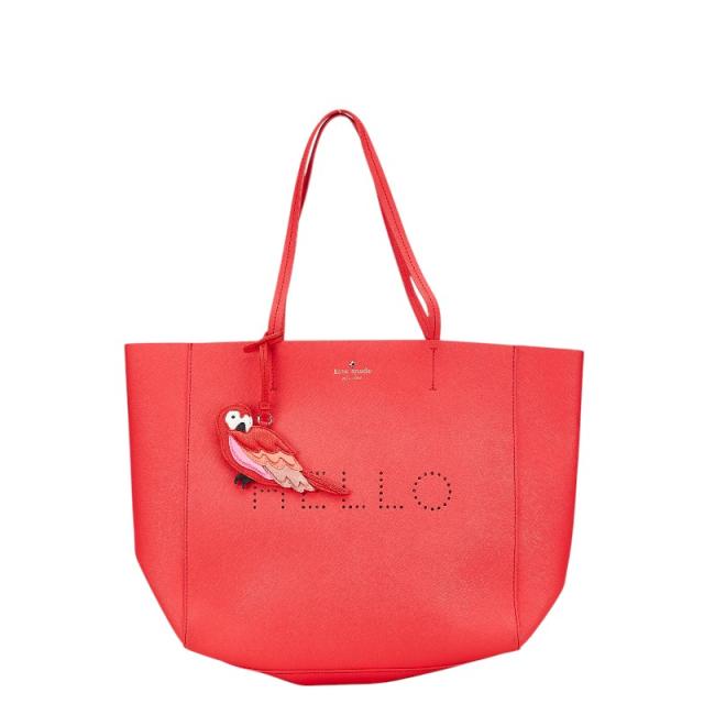ケイトスペード HELLO パンチング ハンドバッグ トートバッグ レッド ラバー レディース Kate Spade 【中古】の通販は 12,800円