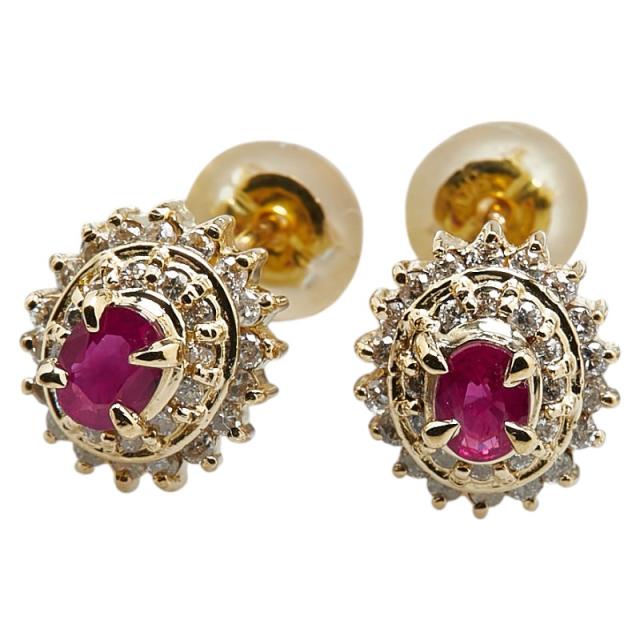 K18YG イエローゴールド ルビー ダイヤ ピアス レディース 中古の通販は