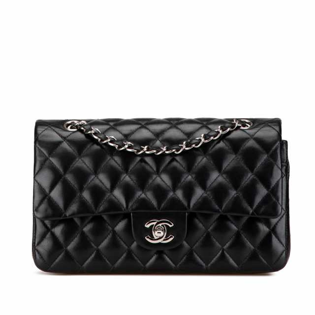 シャネル マトラッセ25 ダブルフラップ ココマーク チェーン ショルダーバッグ ブラック ラムスキン レディース CHANEL 【中古】の通販は 878,000円