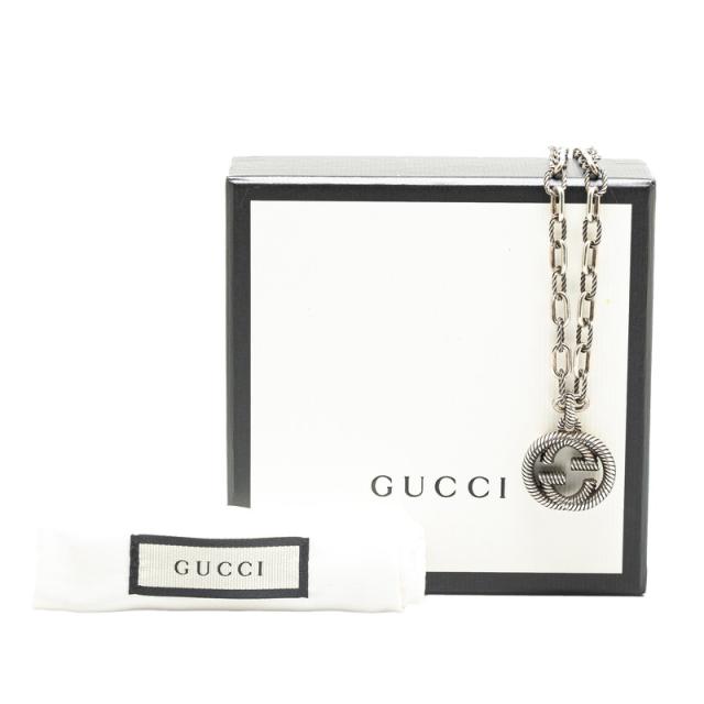 GUCCI シルバーネックレス SV925 新品同様品 GUCCI グッチ □ インターロッキング ネックレス