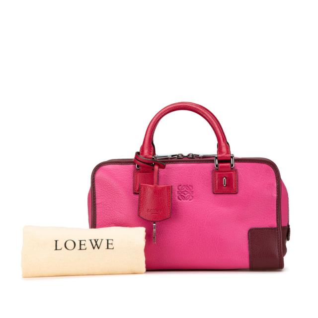 LOEWE レザー ハンドバッグ 赤 ロエベ アナグラムロゴ アマソナ28