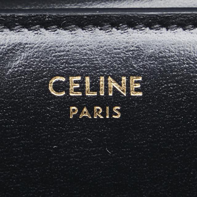 セリーヌ トリオンフ 三つ折り財布 スモールウォレット ブラック シャイニーカーフスキン レディース CELINE 【中古】