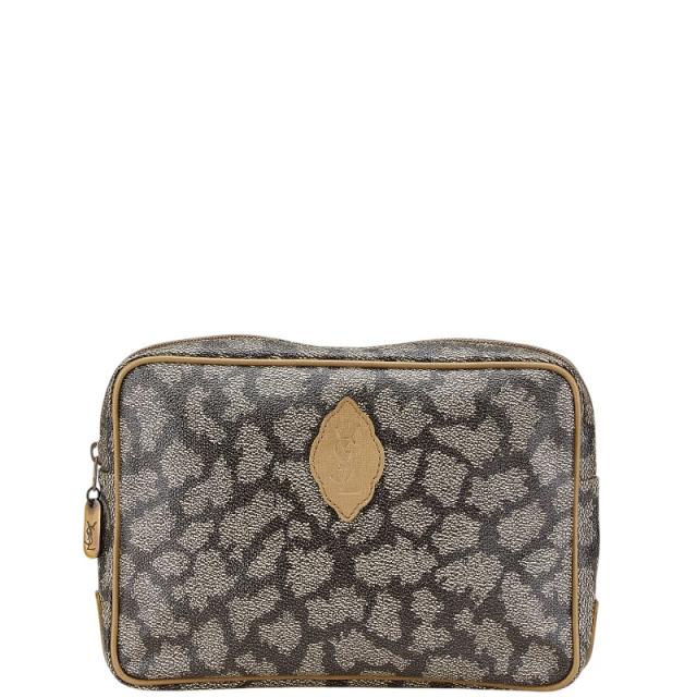 サンローラン ジラフ クラッチバッグ セカンドバッグ ベージュ ブラウン レザー レディース SAINT LAURENT 【中古】