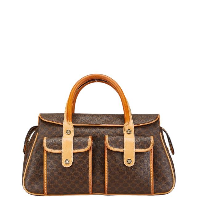 セリーヌ マカダム PVC×レザー ブラウン レディース ポーチ CELINE