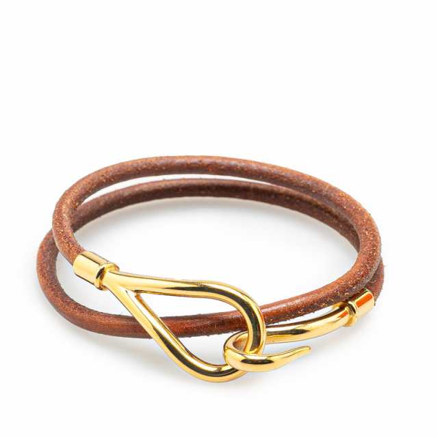エルメス ジャンボ ブレスレット ブラウン ゴールド レザー メッキ レディース HERMES 【中古】の通販は