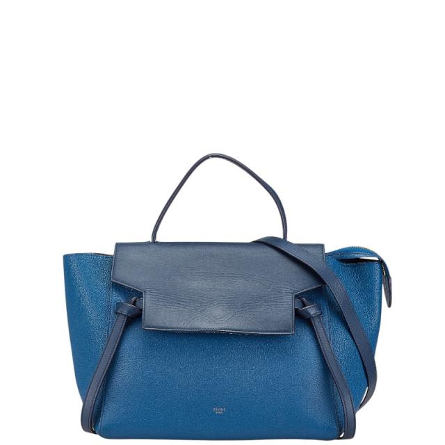 セリーヌ ハンドバッグ ショルダーバッグ 2WAY ブルー ネイビー レザー レディース CELINE 【中古】の通販は