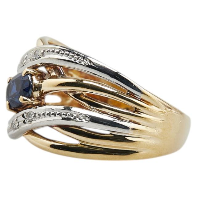 Pt900プラチナ×K18イエローゴールド×サファイア/ダイヤモンド 17.5号