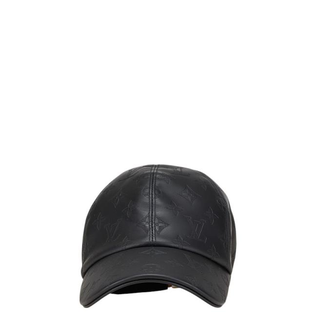ルイ ヴィトン モノグラム シャドウ キャップ サイズ:58 M76580 ブラック レザー コットン メンズ LOUIS VUITTON 【中古】_1