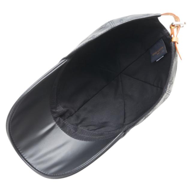 ルイ ヴィトン モノグラム シャドウ キャップ サイズ:58 M76580 ブラック レザー コットン メンズ LOUIS VUITTON 【中古】_3