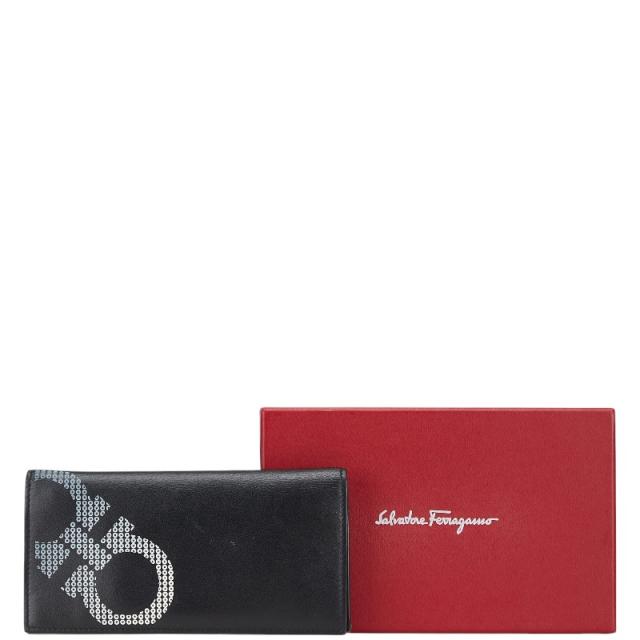 サルヴァトーレフェラガモ ダブルガンチーニ 長財布 ブラック レザー メンズ Salvatore Ferragamo 【中古】の通販は