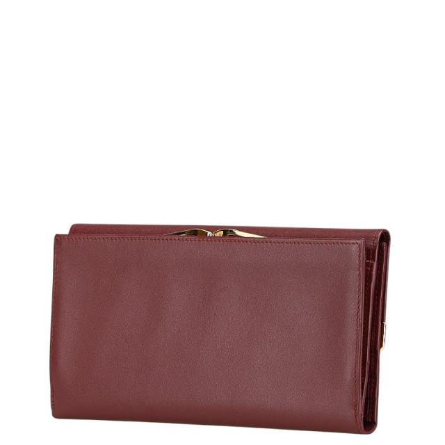 カルティエ マストライン がま口 長財布 ワインレッド レザー