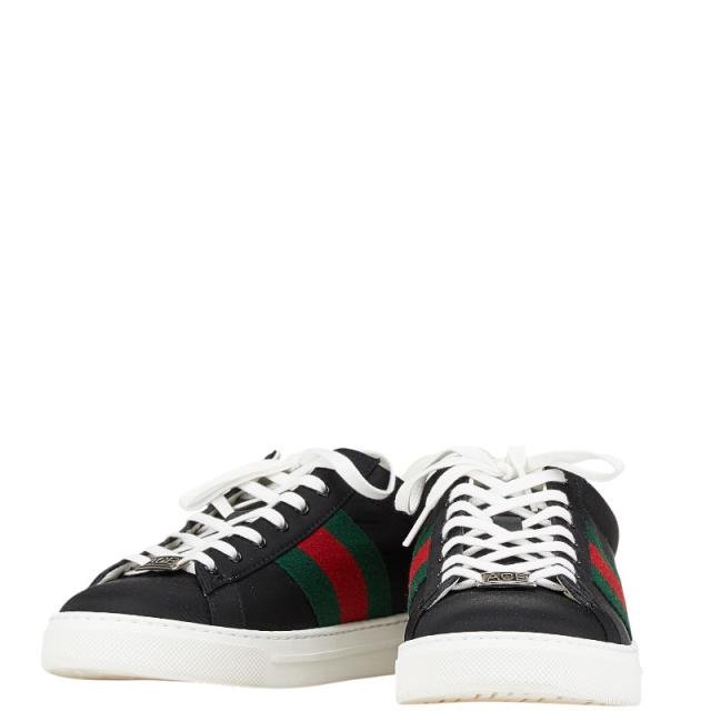 グッチ ACE エース シェル クロコ型押し スニーカー サイズ：8 800891 ブラック レッド ナイロン レザー メンズ GUCCI 【中古】の通販は