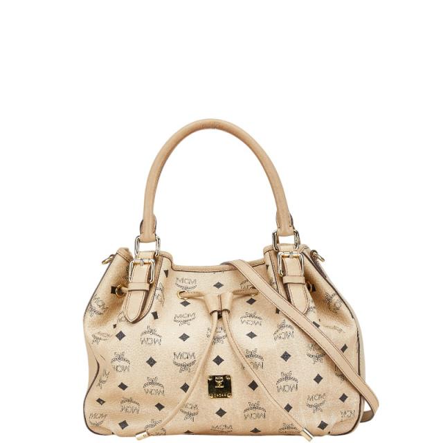 エム シー エム ヴィセトス ロゴグラム ハンドバッグ ショルダーバッグ 2WAY ベージュ レザー レディース MCM 【中古】の通販は