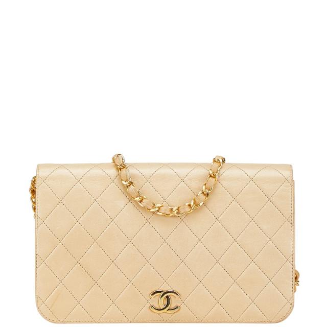 シャネル マトラッセ ココマーク プッシュロック チェーン ショルダーバッグ ベージュ ラムスキン レディース CHANEL 【中古】