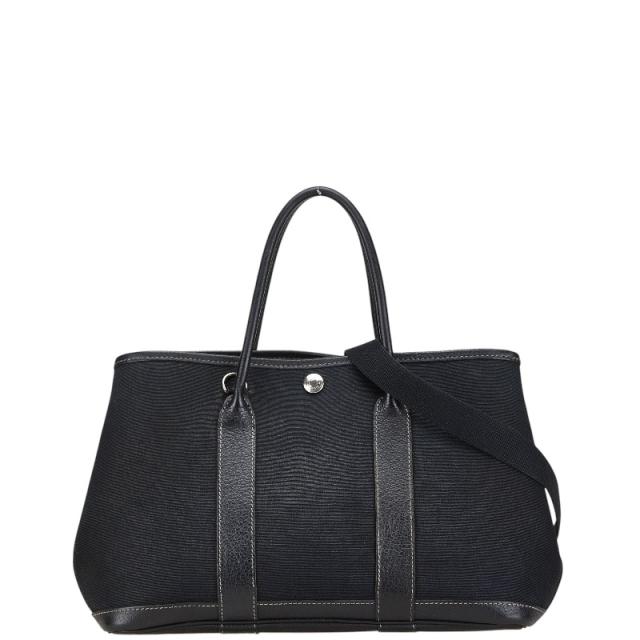エルメス ガーデンパーティTPM ハンドバッグ ショルダーバッグ 2WAY ブラック トワルオフィシエ レザー レディース HERMES 【中古】の通販は