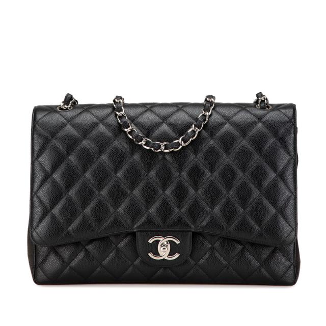シャネル マトラッセ ダブルフラップ ココマーク チェーン ショルダーバッグ ブラック キャビアスキン レディース CHANEL 【中古】の通販は