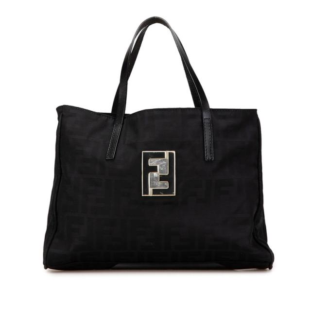 フェンディ ズッカ ミニ トートバッグ ブラック ナイロン レザー レディース FENDI 【中古】の通販は